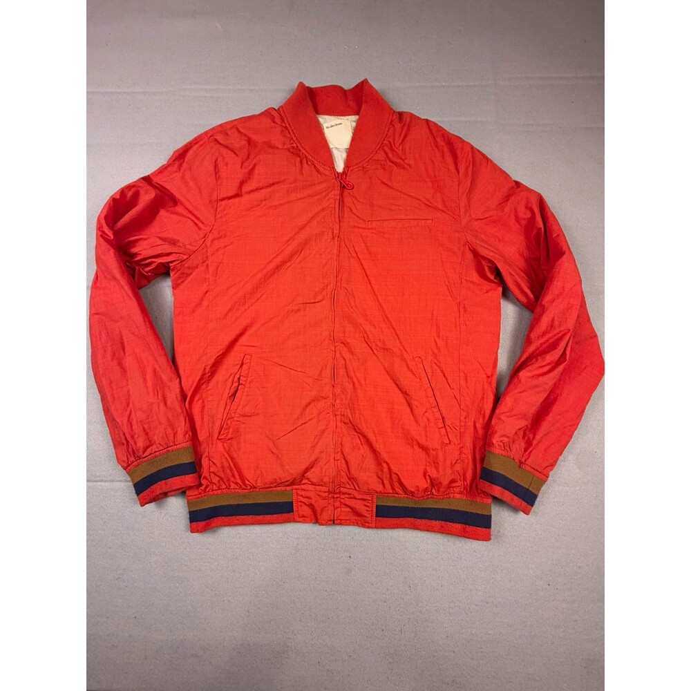 Vintage life/after/denim Men's Orange Bomber Jacket Full Zip Stand-Up Collar M